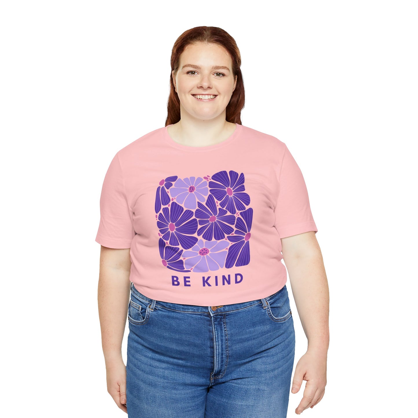 Unisex Be Kind Purple Flower T-shirt - Unisex Short Sleeve Tee
