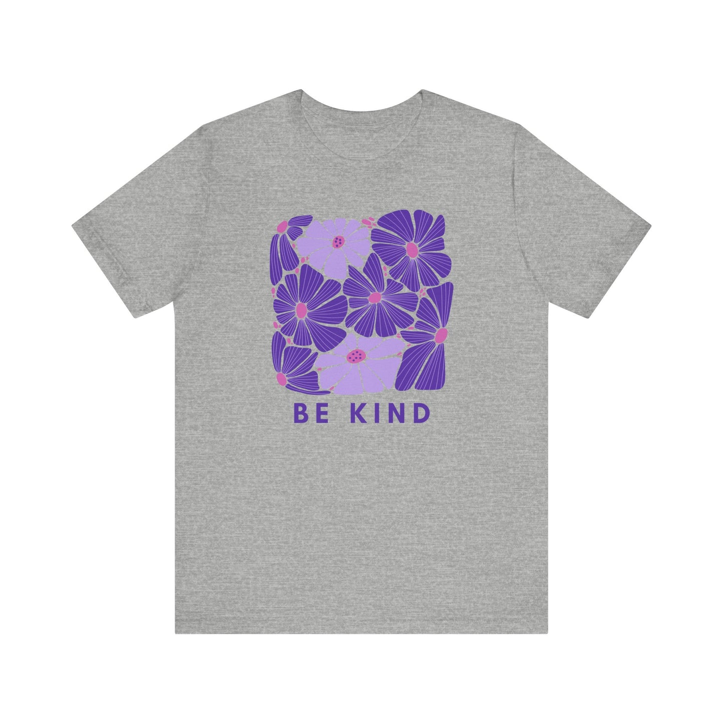 Unisex Be Kind Purple Flower T-shirt - Unisex Short Sleeve Tee