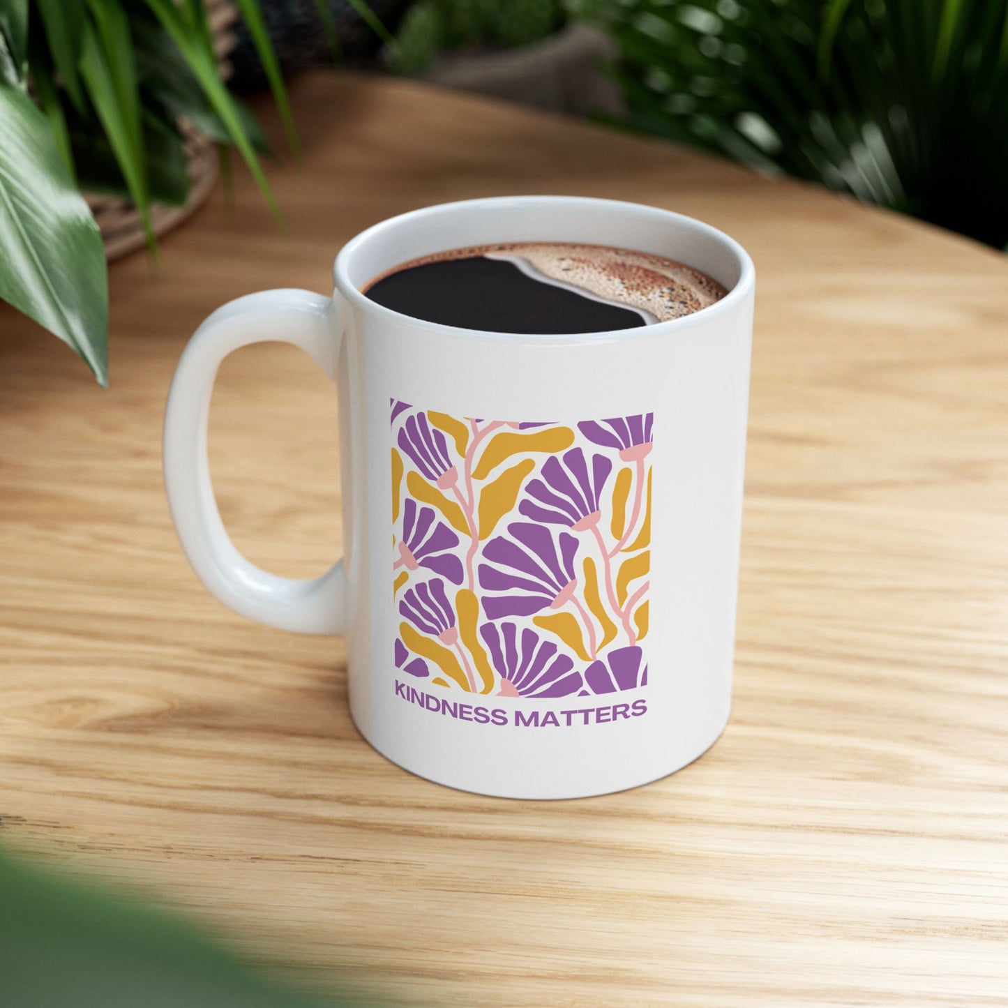 Kindness Matters Ceramic Mug - 11oz Coffee Cup for Positive Vibes