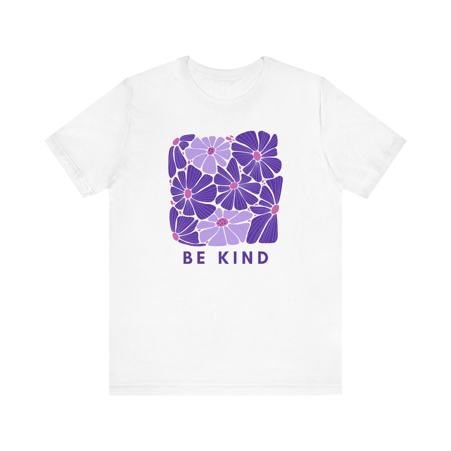 Unisex Be Kind Purple Flower T-shirt - Unisex Short Sleeve Tee