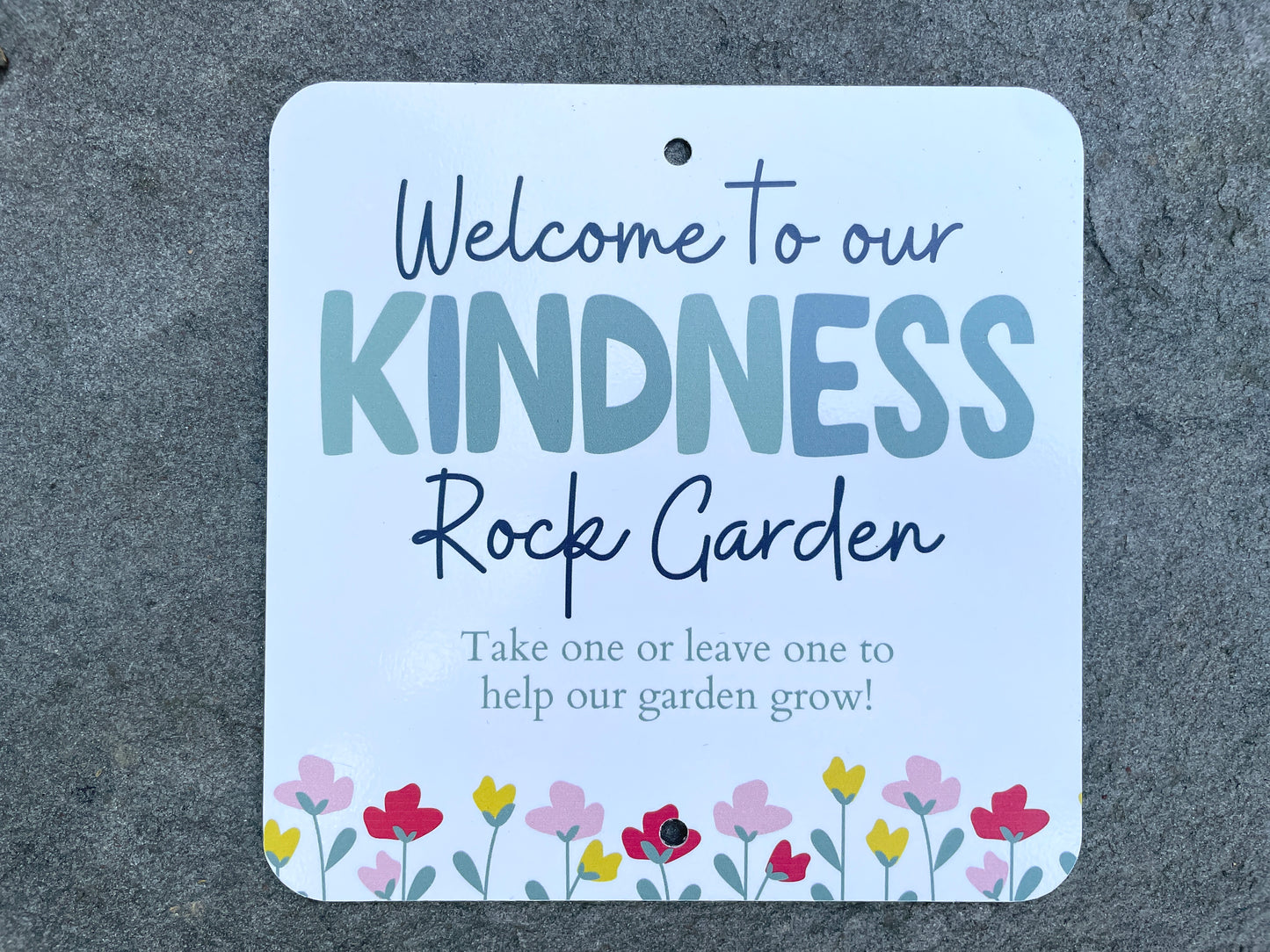 Kindness Rock Garden Sign - Green Floral - Share the Positivity