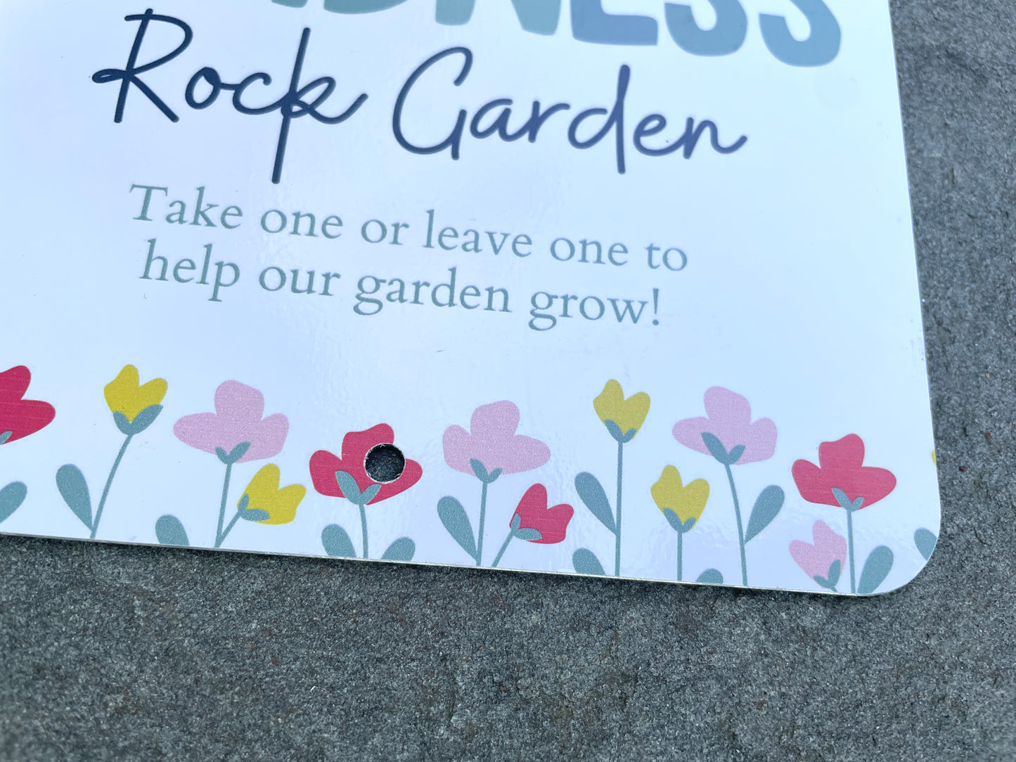 Kindness Rock Garden Sign - Green Floral - Share the Positivity