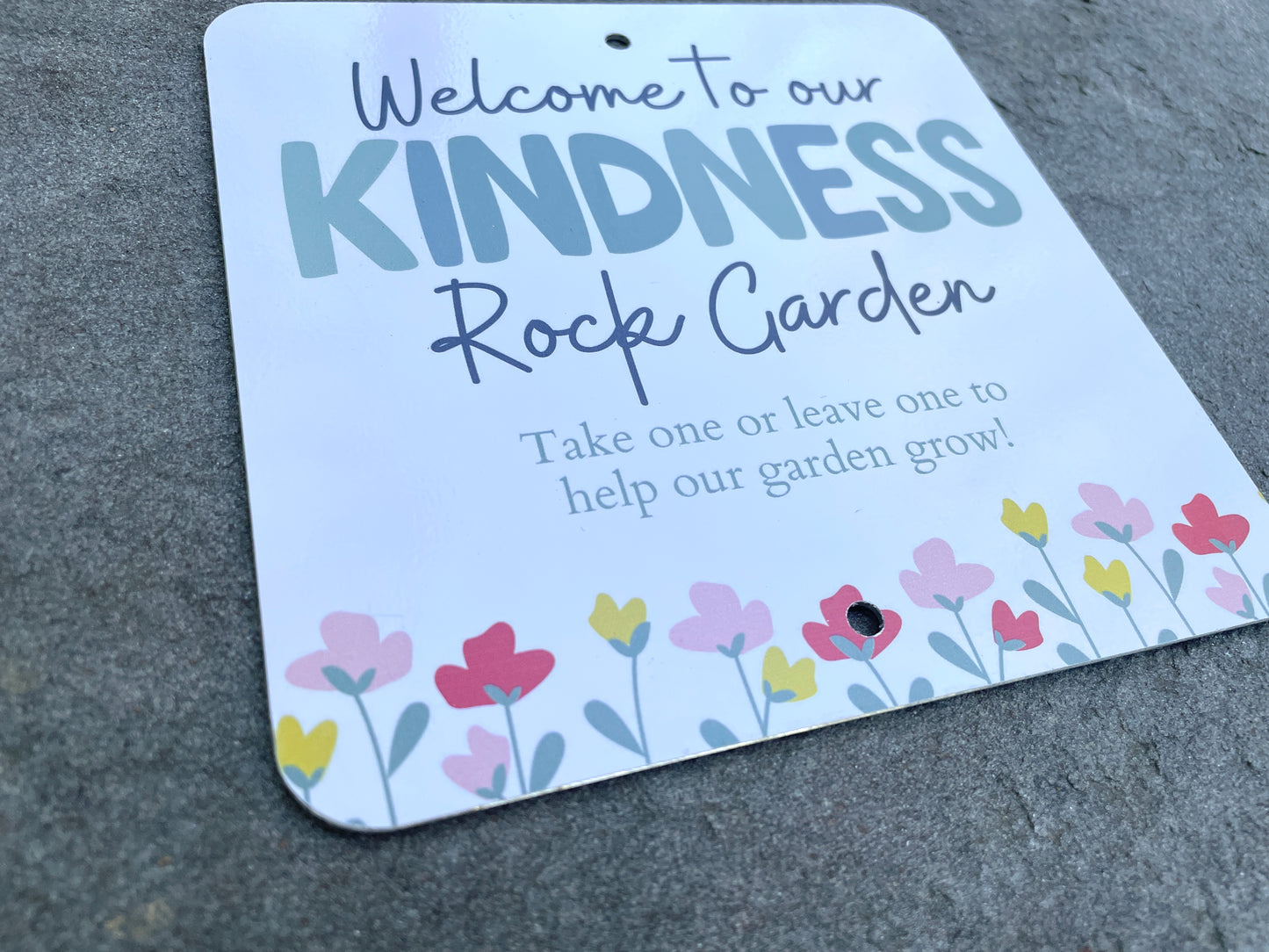 Kindness Rock Garden Sign - Green Floral - Share the Positivity