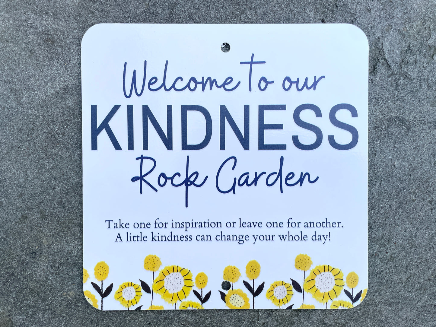 Kindness Rock Garden Sign - Sunflowers Yellow Floral Sign - Spread Positivity with Kindness Rock Signs - Perfect for Your Garden!