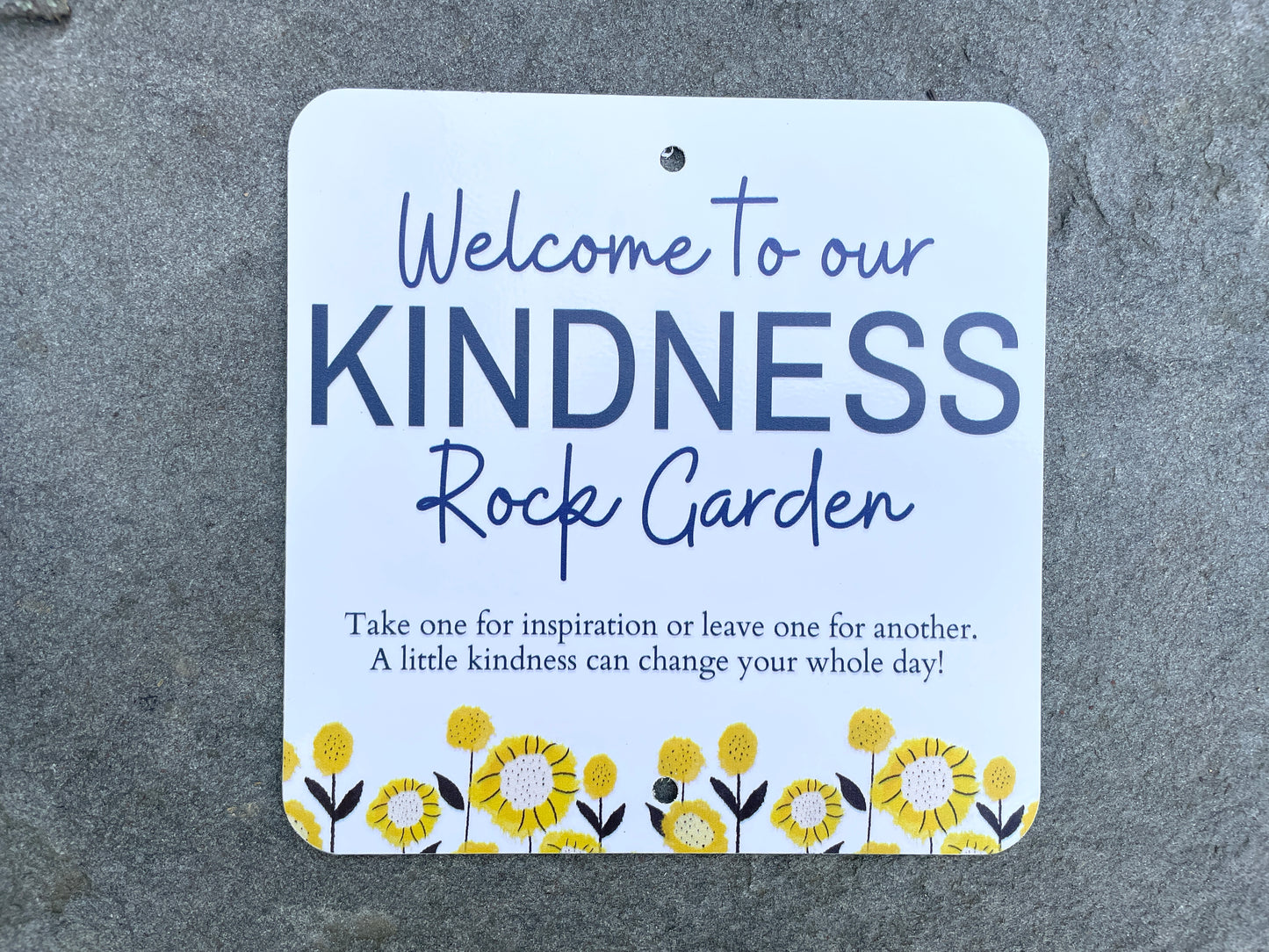 Kindness Rock Garden Sign - Sunflowers Yellow Floral Sign - Spread Positivity with Kindness Rock Signs - Perfect for Your Garden!