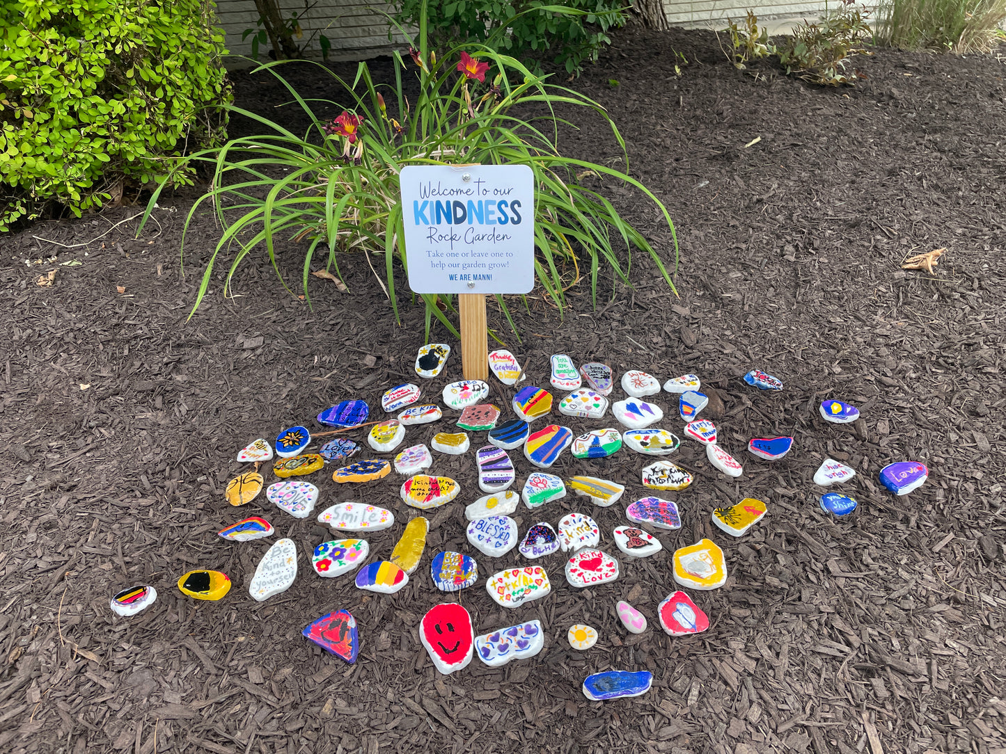 Kindness Rock Garden Sign - Blue Daisies -Daisy Sign - Spread Positivity with Kindness Rock Signs - Perfect for Your Garden!