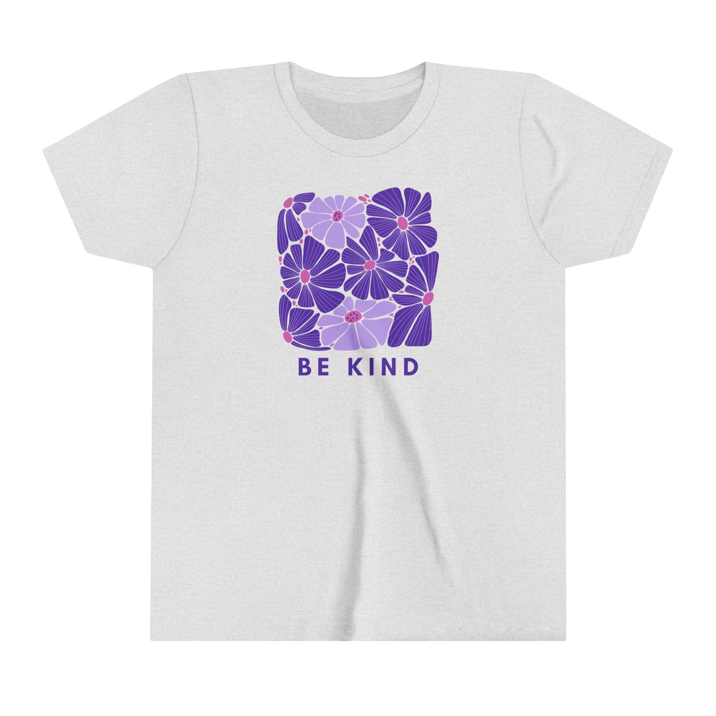 Youth Short Sleeve Tee - Purple Flowers Be Kind