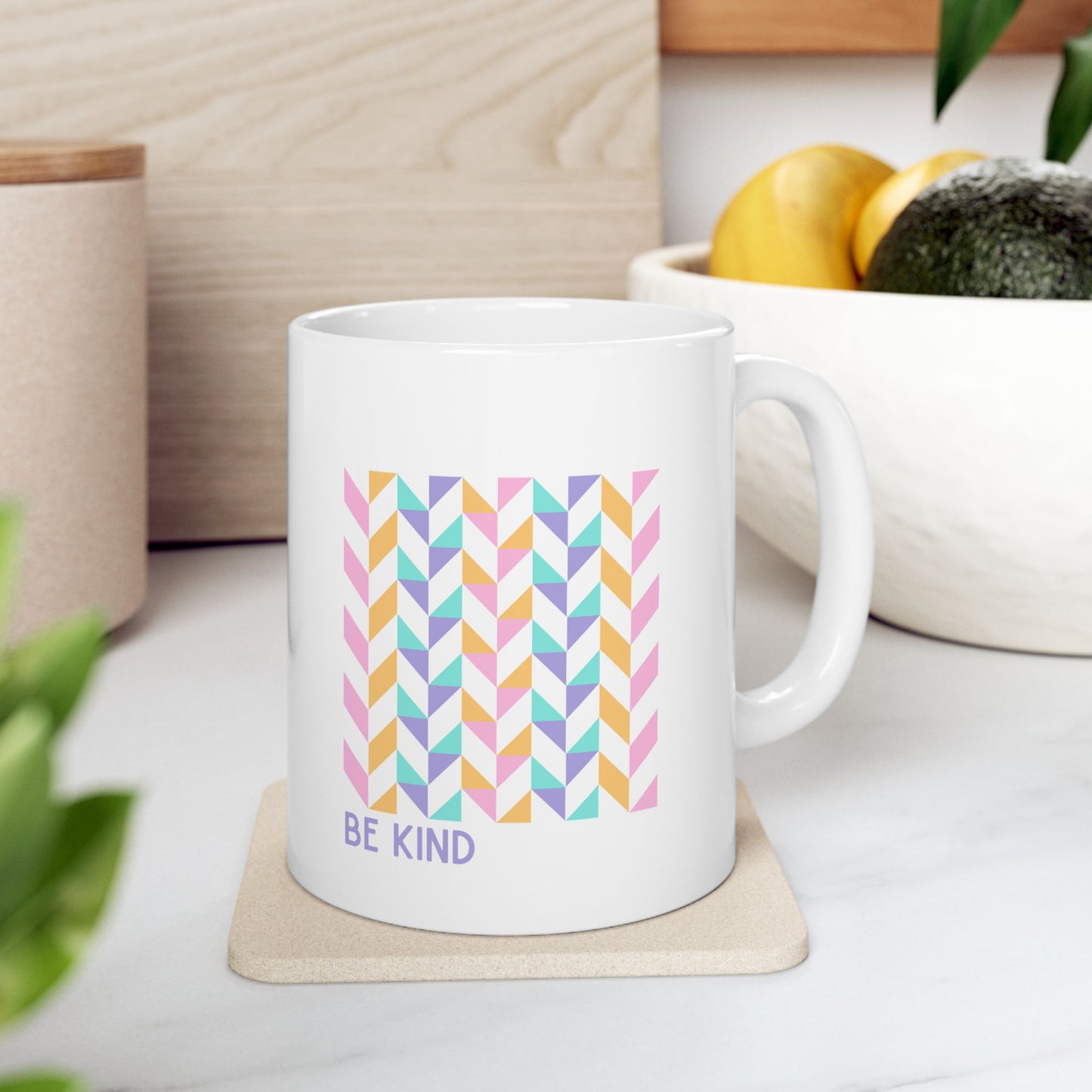 White Ceramic Kindness Mug, Be Kind Coffee Cup