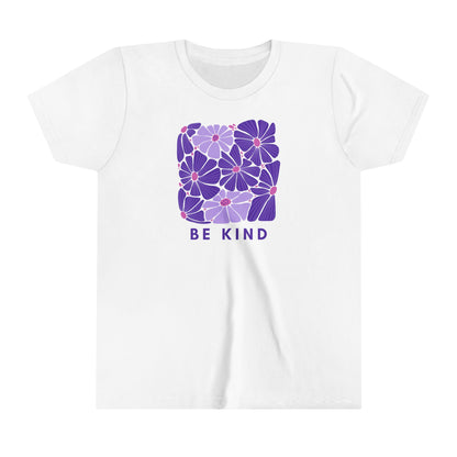 Youth Short Sleeve Tee - Purple Flowers Be Kind