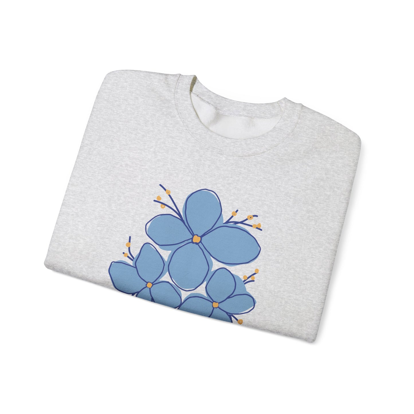 Unisex Kindness-Themed Blue Floral Crewneck Sweatshirt