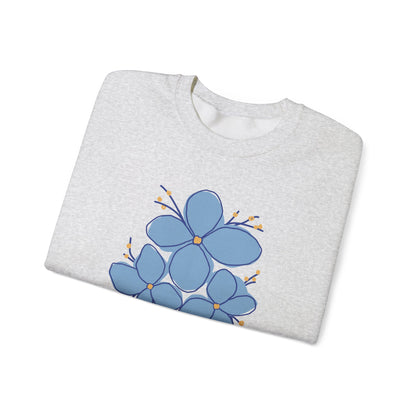 Unisex Kindness-Themed Blue Floral Crewneck Sweatshirt