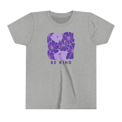 Youth Short Sleeve Tee - Purple Flowers Be Kind