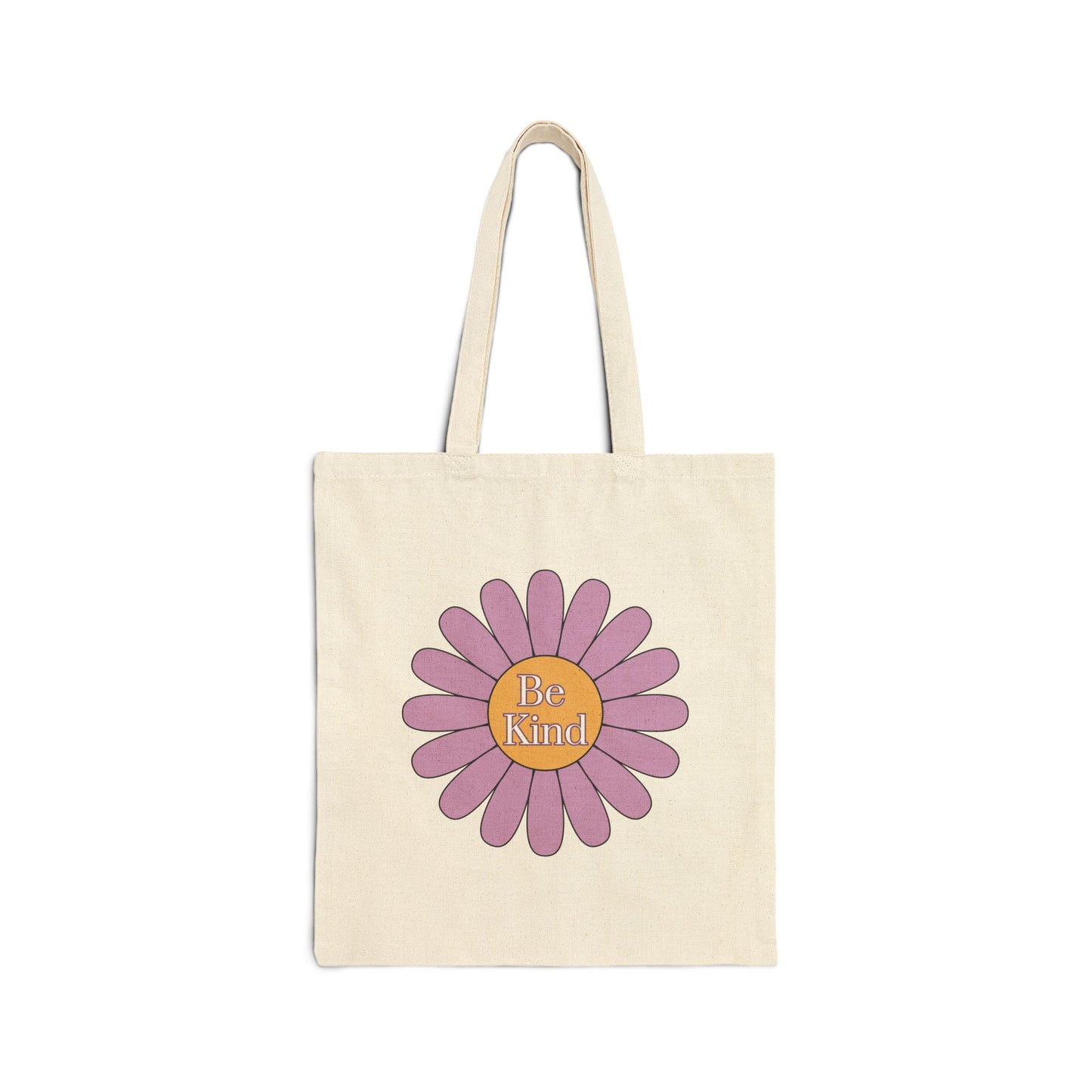 Cotton Canvas Tote Bag Be Kind Purple Flower