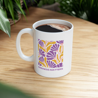Kindness Matters Ceramic Mug - 11oz Coffee Cup for Positive Vibes