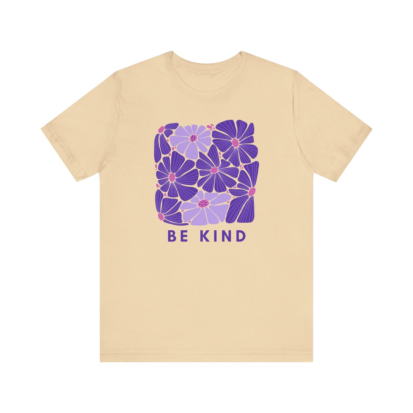 Unisex Be Kind Purple Flower T-shirt - Unisex Short Sleeve Tee