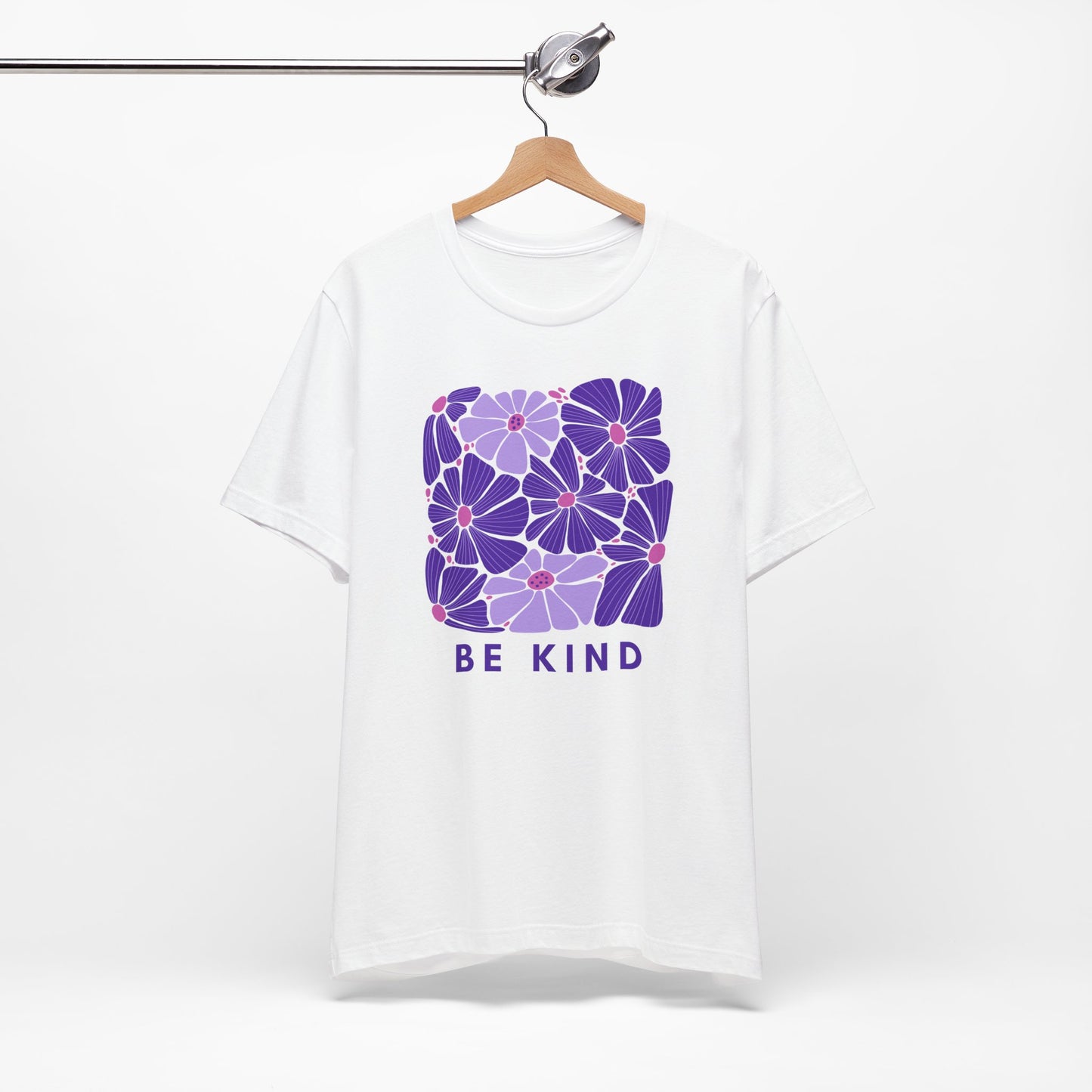 Unisex Be Kind Purple Flower T-shirt - Unisex Short Sleeve Tee