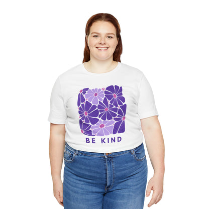 Unisex Be Kind Purple Flower T-shirt - Unisex Short Sleeve Tee