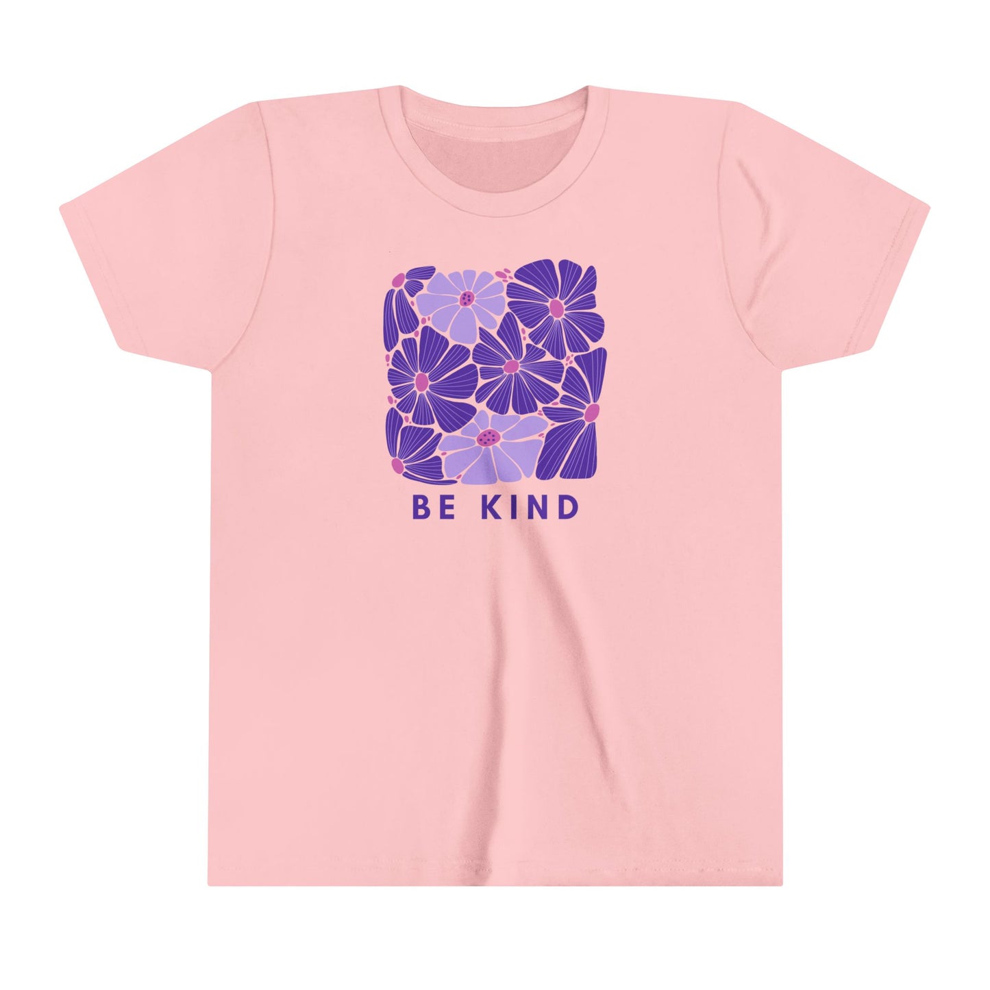 Youth Short Sleeve Tee - Purple Flowers Be Kind