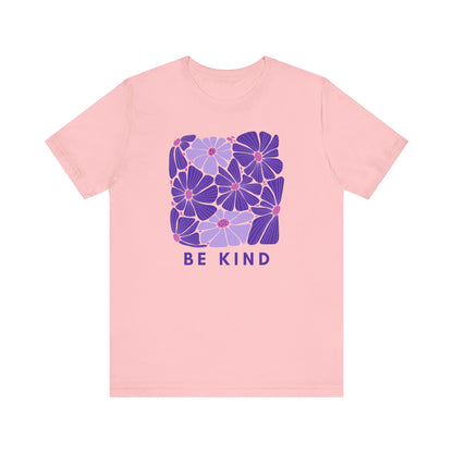 Unisex Be Kind Purple Flower T-shirt - Unisex Short Sleeve Tee