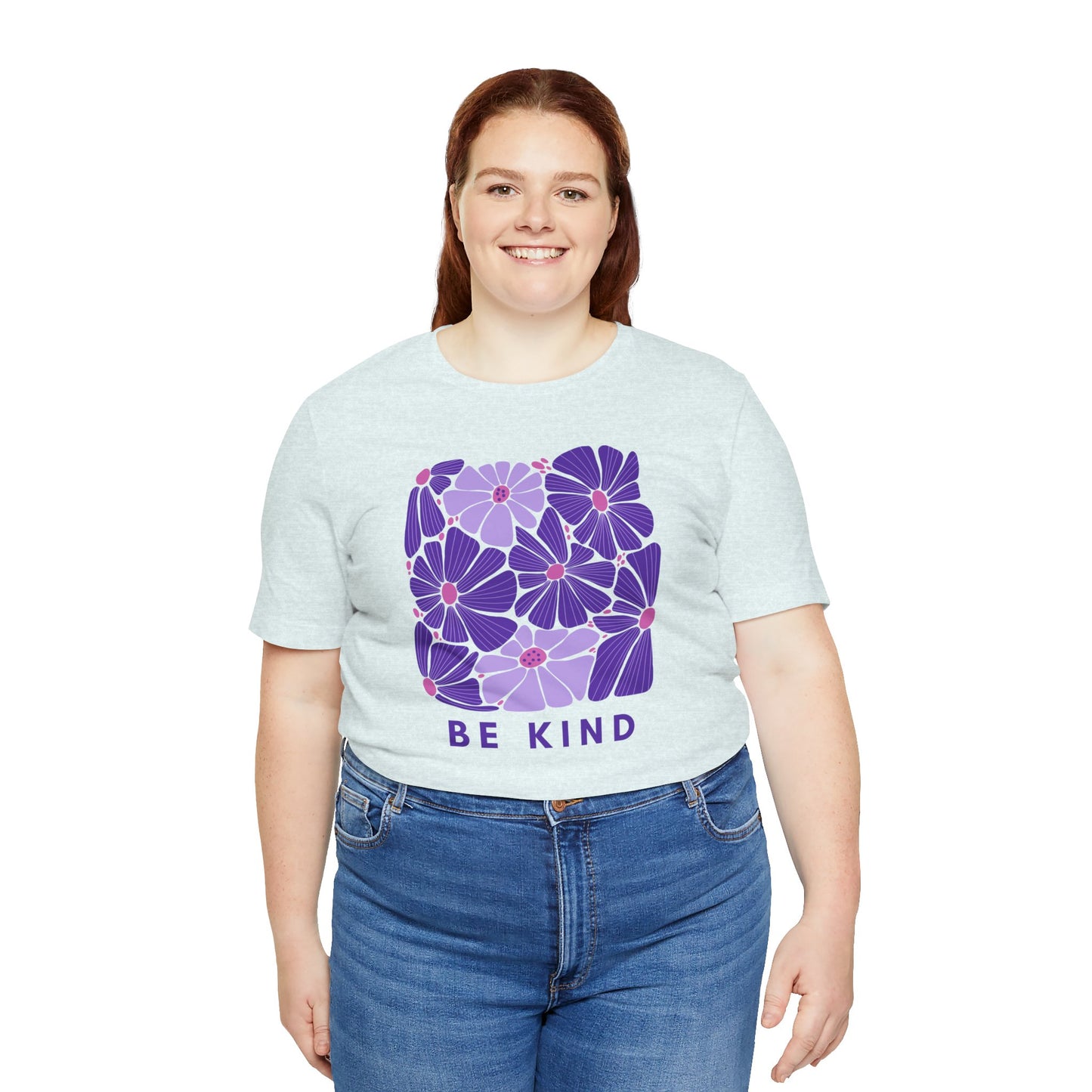 Unisex Be Kind Purple Flower T-shirt - Unisex Short Sleeve Tee