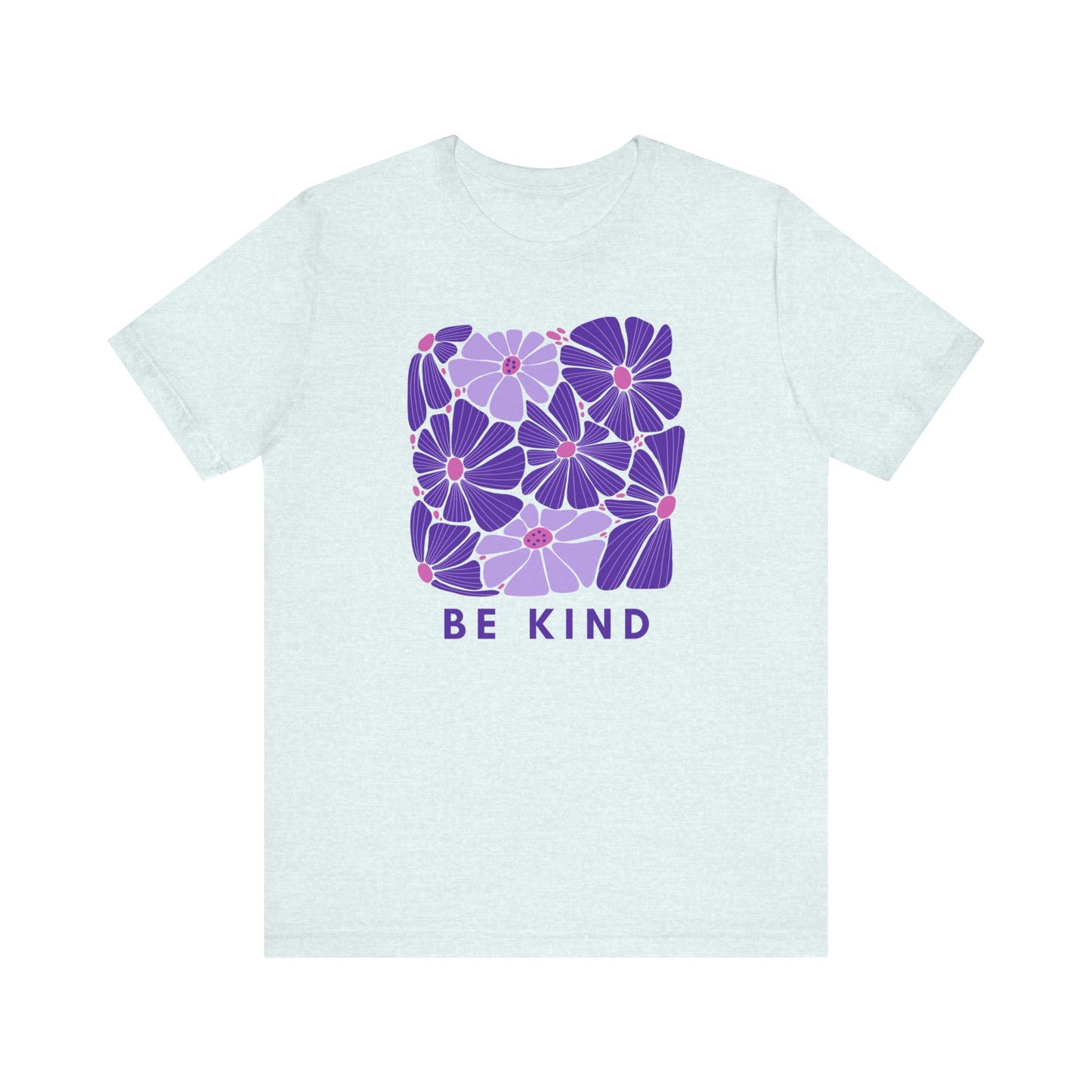 Unisex Be Kind Purple Flower T-shirt - Unisex Short Sleeve Tee