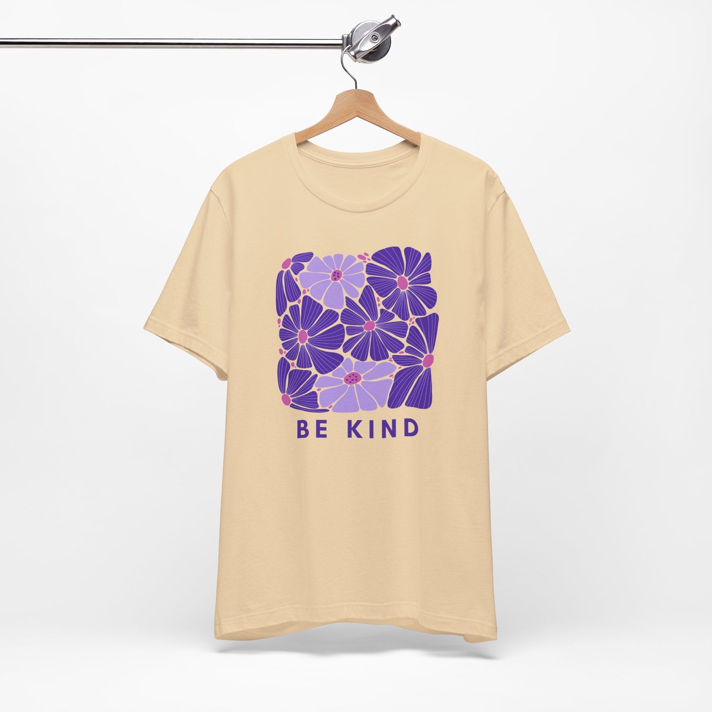 Unisex Be Kind Purple Flower T-shirt - Unisex Short Sleeve Tee