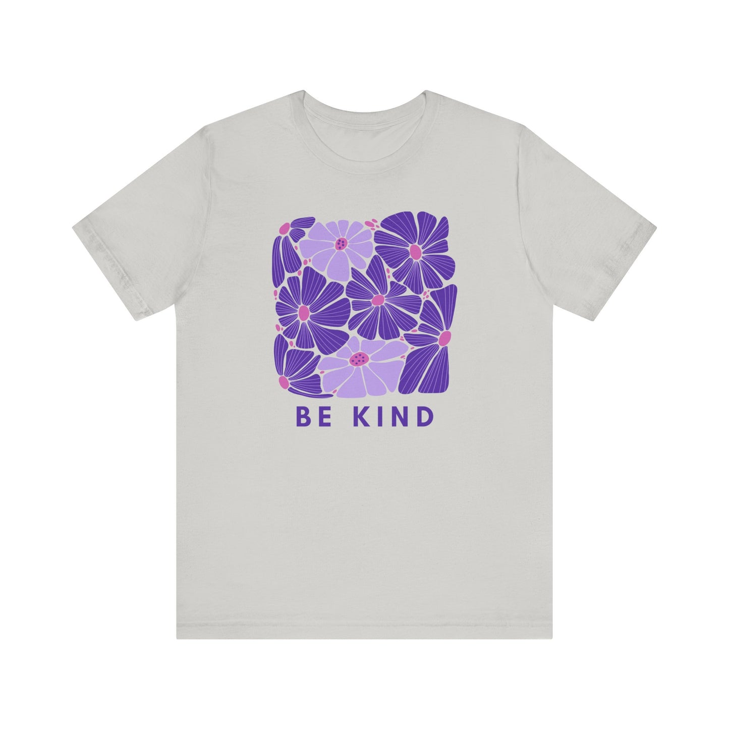 Unisex Be Kind Purple Flower T-shirt - Unisex Short Sleeve Tee