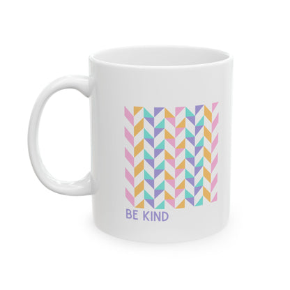 White Ceramic Kindness Mug, Be Kind Coffee Cup