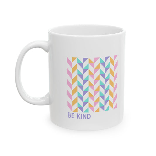 White Ceramic Kindness Mug, Be Kind Coffee Cup