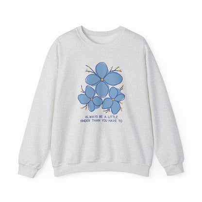 Unisex Kindness-Themed Blue Floral Crewneck Sweatshirt