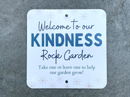Kindness Rock Garden Sign - Blue Daisies -Daisy Sign - Spread Positivity with Kindness Rock Signs - Perfect for Your Garden!