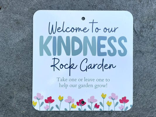 Kindness Rock Garden Sign - Green Floral - Share the Positivity