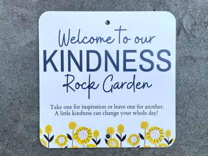 Kindness Rock Garden Sign - Sunflowers Yellow Floral Sign - Spread Positivity with Kindness Rock Signs - Perfect for Your Garden!