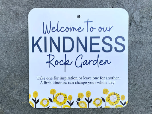 Kindness Rock Garden Sign - Sunflowers Yellow Floral Sign - Spread Positivity with Kindness Rock Signs - Perfect for Your Garden!