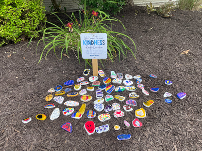 Kindness Rock Garden Sign - Blue Daisies -Daisy Sign - Spread Positivity with Kindness Rock Signs - Perfect for Your Garden!