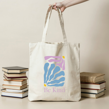 Cotton Canvas Tote Bag Floral Be Kind