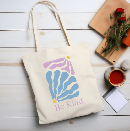 Cotton Canvas Tote Bag Floral Be Kind