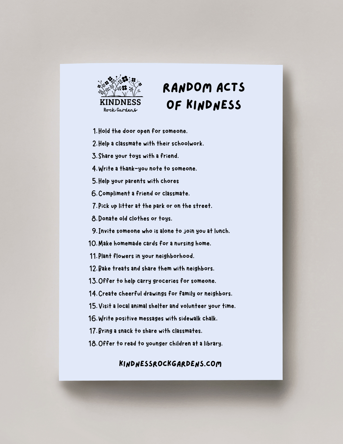 Free Printable: Random Acts of Kindness Ideas